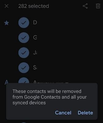 Verwijder alle contacten op Android 10