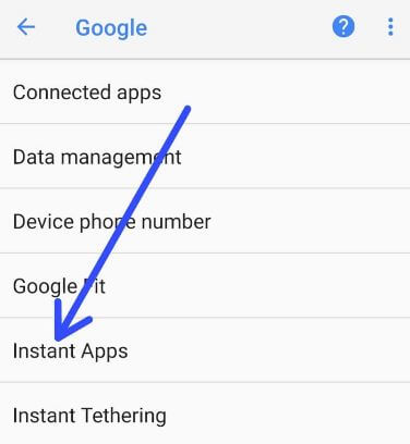 Instant-apps uitschakelen op Android Oreo 8.1