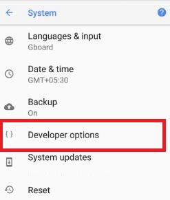 Ontwikkelaarsopties in- en uitschakelen op Android 8.1