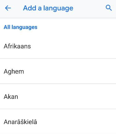 Voeg een taal toe op Android 9 Pie