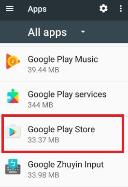 Google Play Store-app-optie in app-instellingen