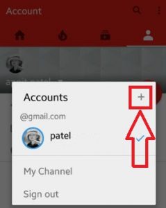 Tik op account om een ​​nieuw YouTube-account toe te voegen