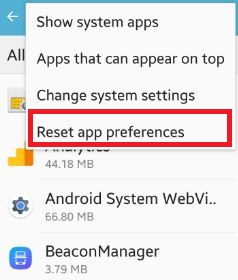 reset app-voorkeuren android