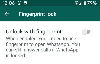 Schakel de WhatsApp-functie voor vingerafdrukvergrendeling in