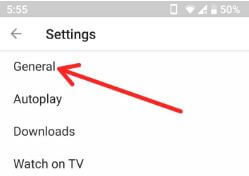 Algemene instellingen van YouTube op Android-apparaat