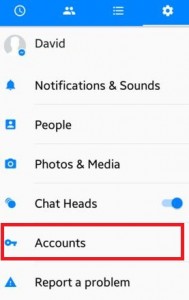 Klik op accounts onder Facebook Messenger-instellingen