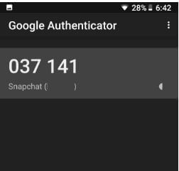 Google Authenticator-code in Snapchat