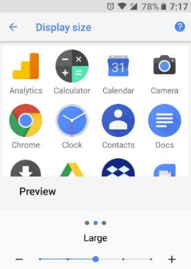 Wijzig de pictogramgrootte in Google Pixel 2 en Pixel 2 XL