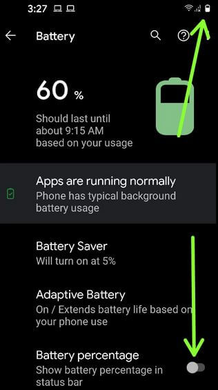 Hoe het batterijpercentage op Pixel 5 te tonen