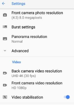 Google Pixel camera video-instellingen