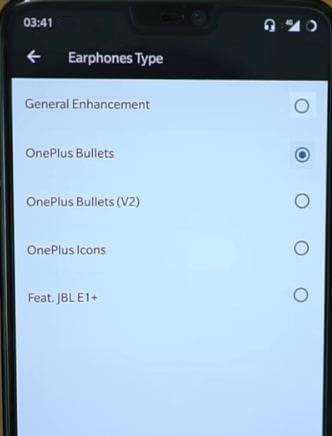 Oortelefoontypen wijzigen op OnePlus 6T, 6, 5T, 5