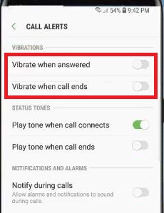 Trillen uitschakelen bij oproep beantwoord in Galaxy S9 en S9 plus